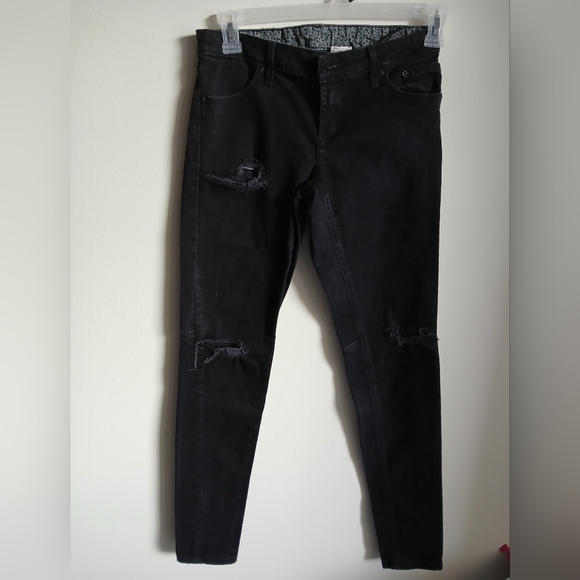 Harley Davidson Distressed Black Jeans Size 27 - Picture 1 of 12